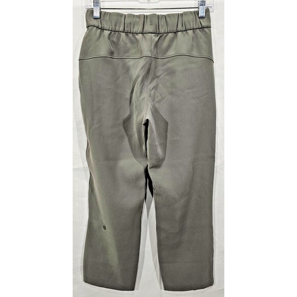 Lululemon Womens Crop Pant On The Fly Drawstring Pockets Grey Sage Casual Sz 4 - Picture 2 of 15